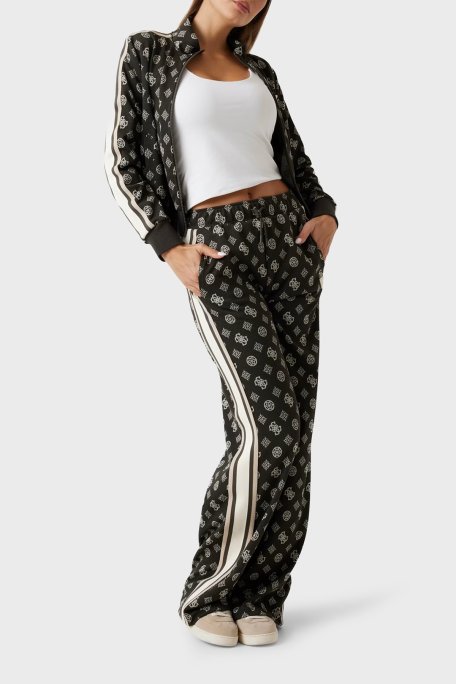 Guess Peony 4G Logo Baskılı Regular Fit Dik Yaka Crop V5YQ07K0282 Bayan Sweat V5YQ07 K0282 FJ8C SİYAH - Guess (1)