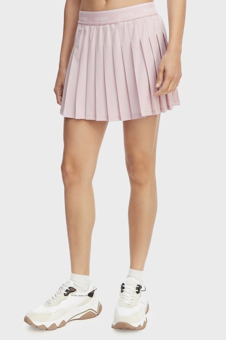 Guess Pileli Logolu Lastikli Bel Mini V6GD11W1802 Kadın Etek V6GD11 W1802 F45L PEMBE - Guess