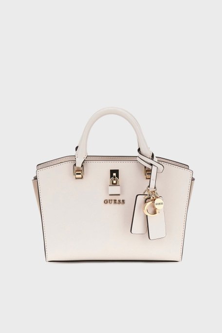 Guess Queensland Logolu Çıkarılabilir Askılı HWVG9655760 Bayan Çanta HWVG96 55760 OWT KREM - Guess