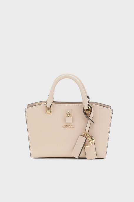 Guess Queensland Logolu Çıkarılabilir Askılı HWVG9655760 Bayan Çanta HWVG96 55760 SIT BEJ - Guess