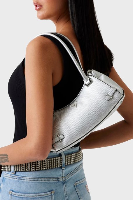 Guess Rosalba Logolu Sabit Çift Tutma Saplı HWMY9657170 Bayan Çanta HWMY96 57170 SIL GÜMÜŞ - Guess (1)