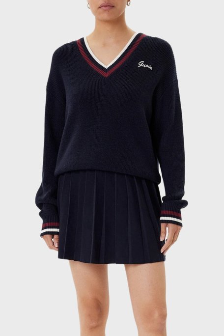 Guess Sabina Pileli Yün Karışımlı Kışlık Mini Boy Triko V5BD02Z1152 Bayan Etek V5BD02 Z1152 A74A LACİVERT - Guess