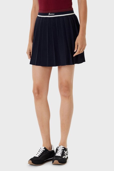 Guess Sabina Pileli Yün Karışımlı Kışlık Mini Boy Triko V5BD02Z1152 Bayan Etek V5BD02 Z1152 A74A LACİVERT - Guess (1)