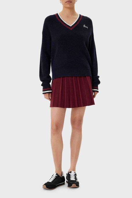 Guess Sabina Pileli Yün Karışımlı Kışlık Mini Boy Triko V5BD02Z1152 Bayan Etek V5BD02 Z1152 G4P2 BORDO - Guess (1)