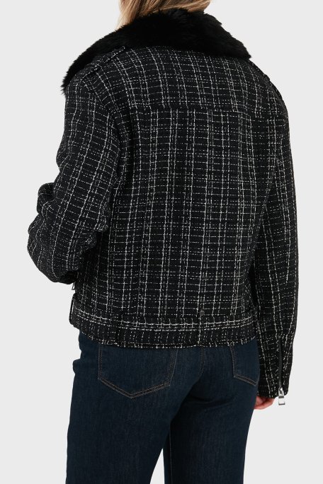 Guess Sandra Regular Fit Yumuşak Tüy Detaylı Yaka Fermuarlı W5BL16W2382 Bayan Ceket W5BL16 W2382 JBLK SİYAH - Guess (1)