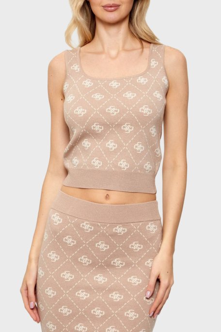 Guess Sarah Yün Karışımlı Slim Fit 4G Logolu Yuvarlak Yaka Bayan Triko W4BR0C Z3JD2 FNJS KREM - Guess