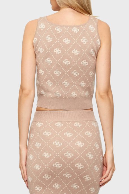 Guess Sarah Yün Karışımlı Slim Fit 4G Logolu Yuvarlak Yaka Bayan Triko W4BR0C Z3JD2 FNJS KREM - Guess (1)