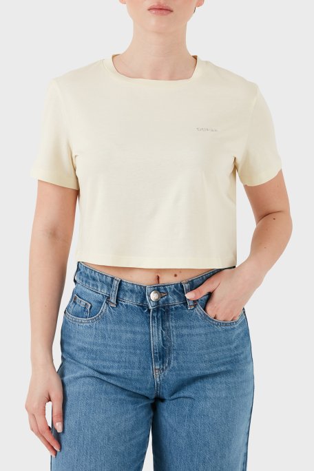 Guess Selene % 100 Pamuk Boxy Fit Logolu Yuvarlak Yaka V6GI17K2984 Kadın T Shirt V6GI17 K2984 G2N1 SARI - Guess