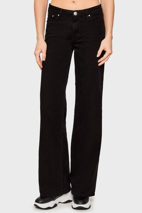 Guess Sexy Palazzo Pamuklu Regular Fit Bol Paça Bayan Pantolon W5BA96WFQYBJBLK SİYAH - Guess