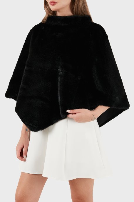 Guess Shaida Comfort Fit Bisiklet Yaka Yumuşak Dokulu Peluş AW5411POL03 Bayan Panço AW5411 POL03 BLA SİYAH - Guess