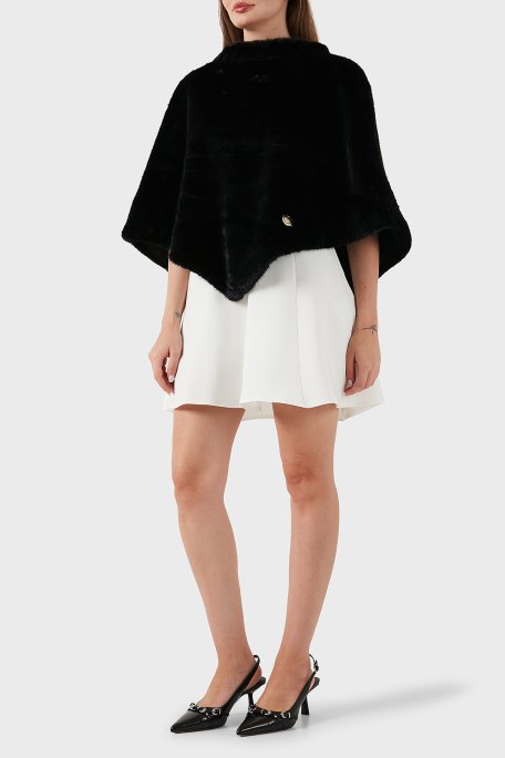 Guess Shaida Comfort Fit Bisiklet Yaka Yumuşak Dokulu Peluş AW5411POL03 Bayan Panço AW5411 POL03 BLA SİYAH - Guess (1)