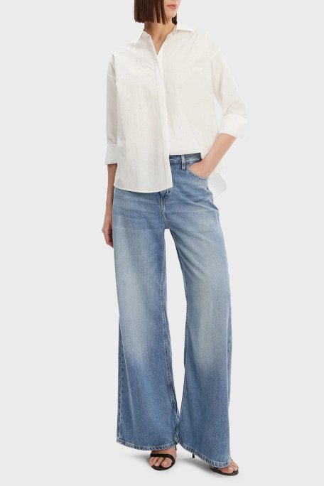 Guess Silvia % 100 Pamuk Taşlı Comfort Fit W5GH42WGWS0 Bayan Gömlek W5GH42 WGWS0 G011 BEYAZ - Guess (1)