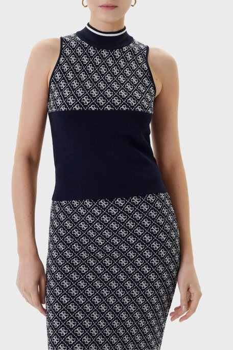 Guess Sl Rn Lise 4G Logolu Slim Fit Yarım Balıkçı Yaka Triko W3YR26Z37K0 Bayan Kazak W3YR26 Z37K0 FBCF LACİVERT - Guess