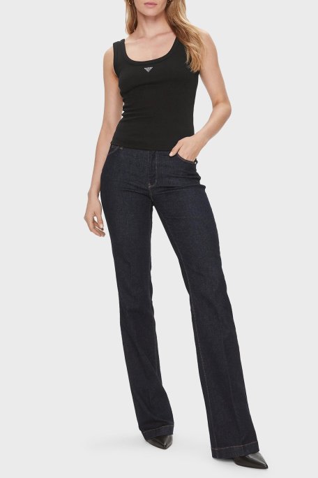 Guess Sl Triangle Pamuklu Slim Fit Bisiklet Yaka W3YP68KA0H1 Bayan Top W3YP68KA0H1 JBLK SİYAH - Guess (1)