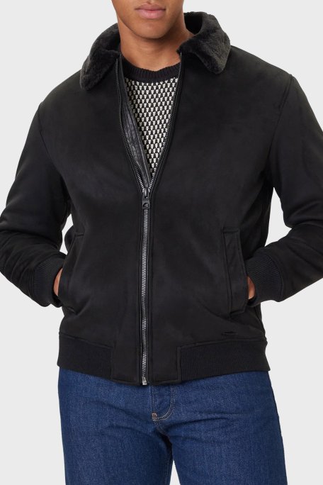 Guess Soft Shearling Regular Fit Yumuşak Tüylü Ceket Yaka M5BL43W2302 Erkek Mont M5BL43 W2302 JBLK SİYAH - Guess