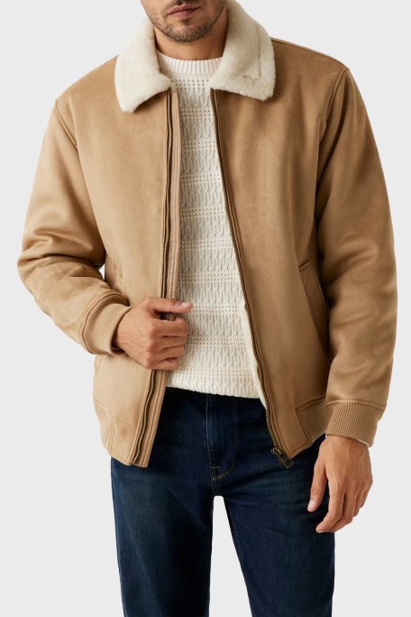 Guess Soft Shearling Yumuşak Dokulu Regular Fit Ceket Yaka M5BL43W2302 Erkek Mont M5BL43 W2302 G1FE AÇIK KAHVE - Guess