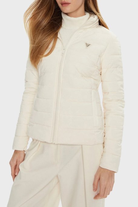 Guess Solid Regular Fit Çıkarılabilir Kapüşonlu V4YL04WF3X0 Bayan Mont V4YL04 WF3X0 G1O6 EKRU - Guess