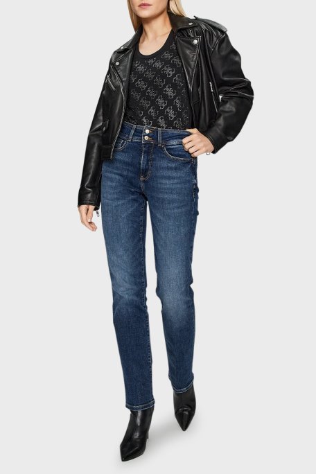 Guess Ss Cn 4G Allover Pamuklu Slim Fit W3BI53J1314 Bayan T Shirt W3BI53 J1314 JBLK SİYAH - Guess (1)