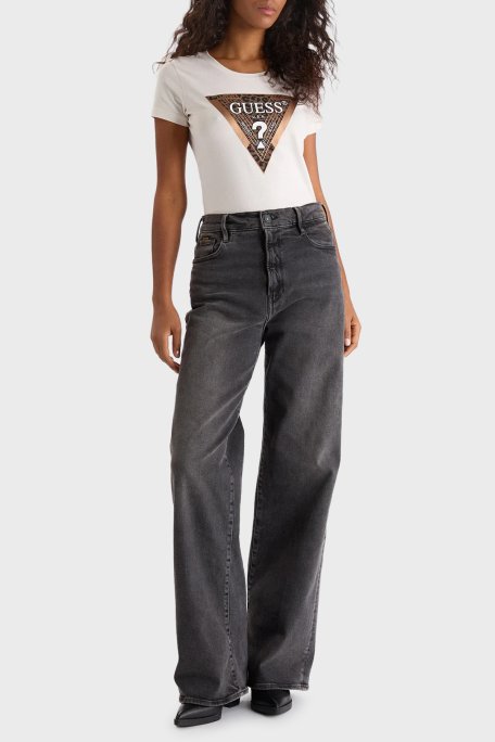 Guess Ss Cn Leo Pamuk Karışım Regular Fit W5BI28J1314G012 Bayan T Shirt W5BI28J1314G012 EKRU - Guess (1)