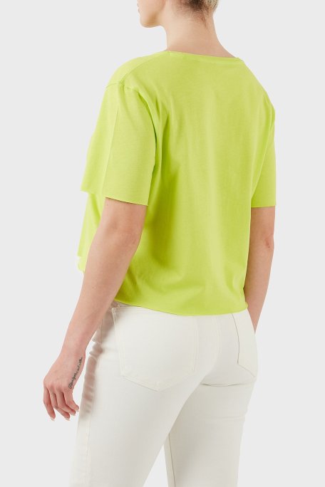 Guess Ss Cn Logo Pamuklu ped Fit T Shirt E02I01JA914 Bayan Crop E02I01 JA914 G8BU FISTIK YEŞİL - Guess (1)