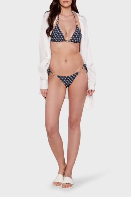 Guess String 4G Logo Baskılı Bağlamalı E5GO27KCRL2 Bayan Bikini Altı E5GO27 KCRL2 P7WY LACİVERT - Guess (1)