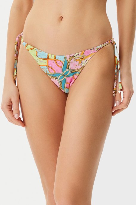Guess String Desenli Bağlamalı E5GO15KCR12 Kadın Bikini Altı E5GO15 KCR12 P7WO MAVİ - Guess