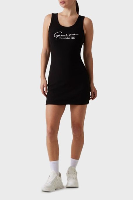 Guess Sunflower % 100 Pamuk Slim Fit Logolu Mini V5GK06K8RT2 Bayan Elbise V5GK06 K8RT2 JBLK SİYAH - Guess (1)