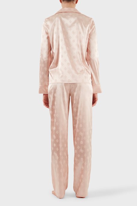 Guess Sylvie Tamamı 4G Logolu Regular Fit Uzun Kollu O5BX05W4732 Bayan Pijama Takımı O5BX05 W4732 F6Z9 PUDRA - Guess (1)