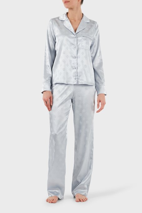 Guess Sylvie Tamamı 4G Logolu Regular Fit Uzun Kollu O5BX05W4732 Bayan Pijama Takımı O5BX05 W4732 FBCW GRİ - Guess