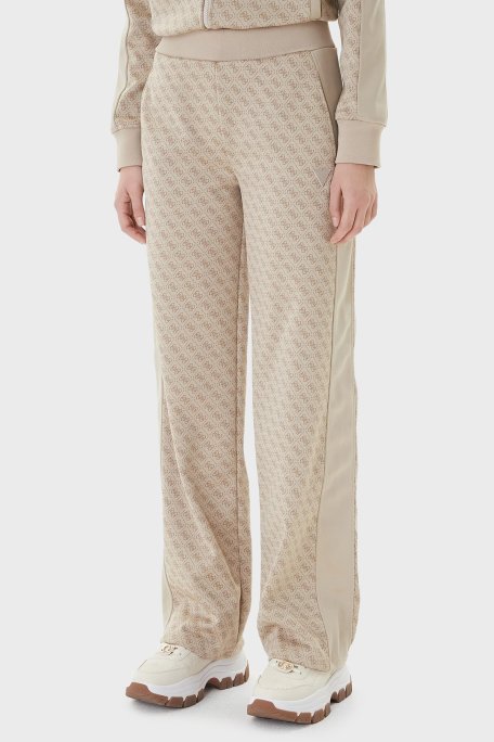 Guess Tamamı 4G Logolu Wide Leg Bol Paça Palazzo V6RB09K2042 Bayan Pantolon V6RB09 K2042 FNN0 BEJ - Guess