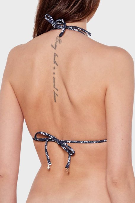 Guess Triangle Streç Logo Baskılı Üçgen Bağlamalı E5GJ36KCRL2 Kadın Bikini Üstü E5GJ36 KCRL2 P7WY LACİVERT - Guess (1)