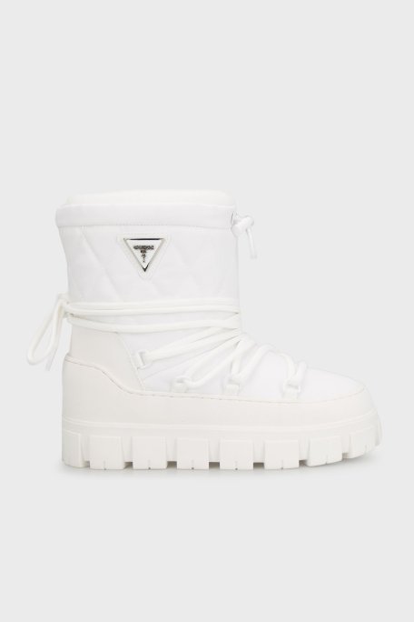 Guess Uniques Logolu Yumuşak Tüylü Bağcıklı FLFUNIFAB10 Bayan Kar Botu FLFUNI FAB10 WHITE BEYAZ - Guess