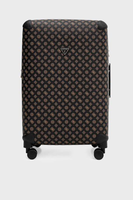 Guess Wilder 4G Logolu Şifreli Fermuarlı Bayan Büyük Boy Valiz TWHP74 52988 BRO SİYAH KAHVE - Guess