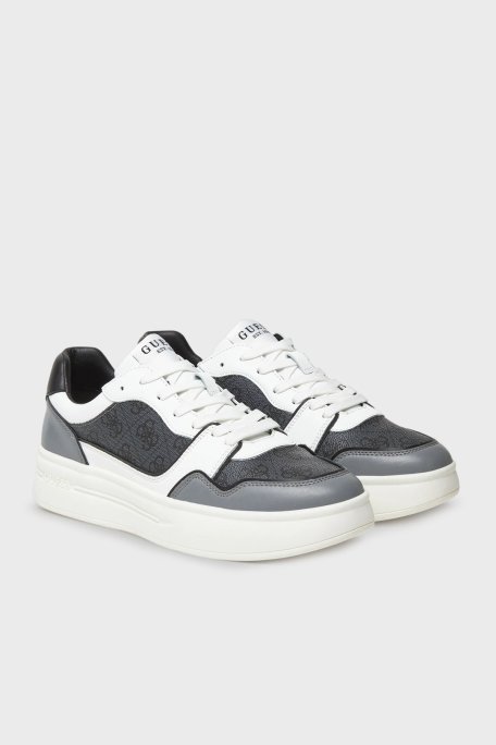 Guess Winno2 4G Logolu Hakiki Deri Karışımlı Kalın Taban Sneaker FMTWI2ELL12 Erkek Ayakkabı FMTWI2 ELL12 COAL GRİ-BEYAZ - Guess (1)