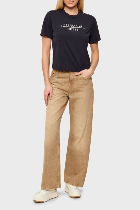 Guess Xns Pamuklu Regular Fit Bisiklet Yaka Logolu W6GI03K2657 Bayan T Shirt W6GI03 K2657 G7V2 LACİVERT - Guess (1)