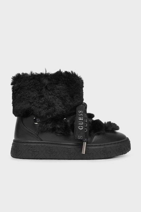 Guess Yumuşak Tüy Detaylı Kalın Tabanlı FLFUEKFUR10 Bayan Bot FLFUEK FUR10 BLACK SİYAH - Guess