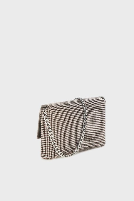 Guess Zalina Logolu Taşlı Çıkarılabilir Zincir Askılı HWRY9350700 Bayan Çanta HWRY93 50700 SIL GÜMÜŞ - Guess (1)