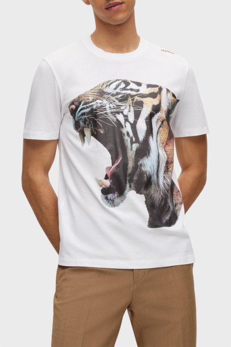 Hugo % 100 Pamuk Regular Fit Bisiklet Yaka Erkek T Shirt 50494577 100 BEYAZ - Hugo