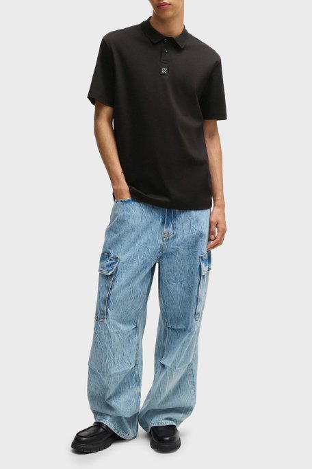 Hugo % 100 Pamuk Regular Fit Düğmeli Erkek Polo Yaka T Shirt 50517638 001 SİYAH - Hugo (1)