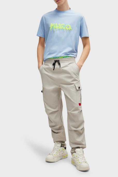 Hugo % 100 Pamuk Regular Fit Efekt Logolu Erkek T Shirt 50515282 455 AÇIK MAVİ - Hugo (1)