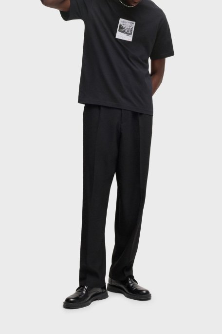 Hugo % 100 Pamuk Relaxed Fit Bisiklet Yaka Baskılı Erkek T Shirt 50537535 001 SİYAH - Hugo (1)