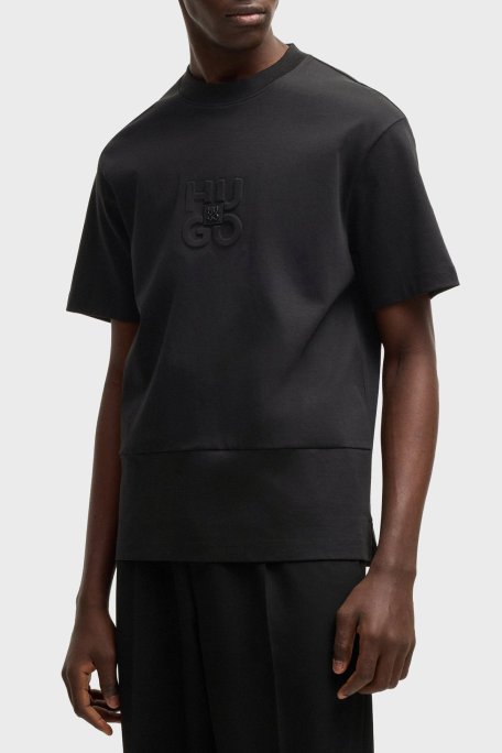 Hugo % 100 Pamuk Relaxed Fit Bisiklet Yaka Logolu Erkek T Shirt 50535499 001 SİYAH - Hugo