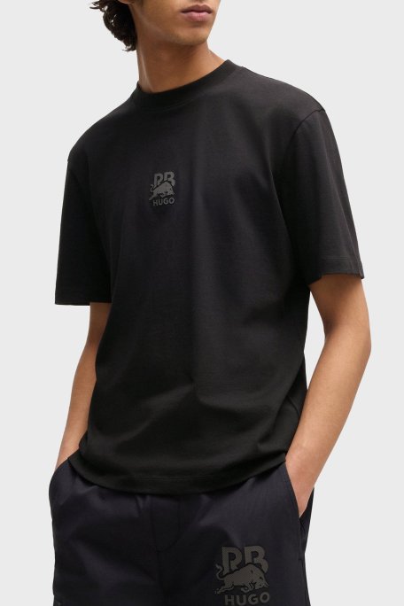 Hugo % 100 Pamuk Relaxed Fit Bisiklet Yaka Logolu Erkek T Shirt 50542766 001 SİYAH - Hugo