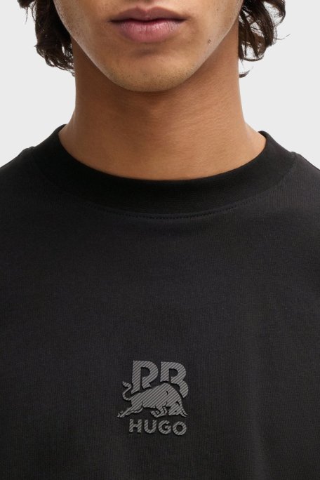 Hugo % 100 Pamuk Relaxed Fit Bisiklet Yaka Logolu Erkek T Shirt 50542766 001 SİYAH - Hugo (1)