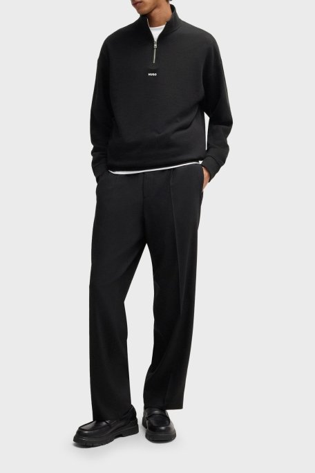 Hugo % 100 Pamuk Relaxed Fit Dik Yaka Logolu Erkek Sweat 50525881 001 SİYAH - Hugo (1)