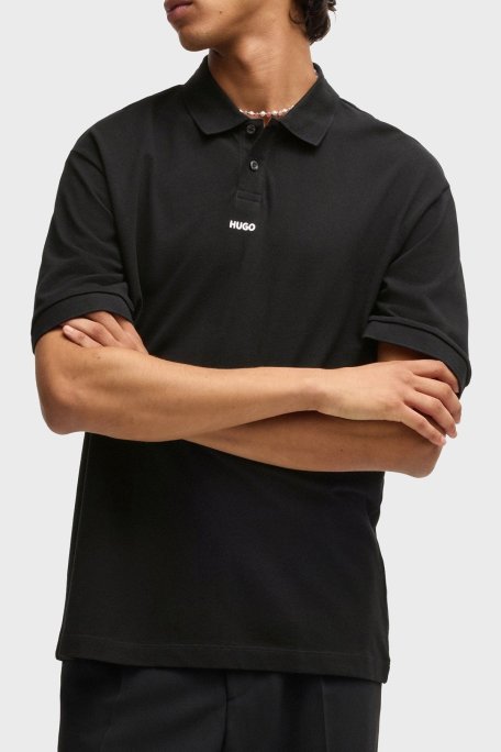 Hugo % 100 Pamuk Relaxed Fit Düğmeli Erkek Polo Yaka T Shirt 50493206 001 SİYAH - Hugo