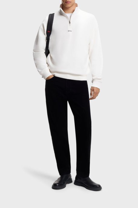 Hugo % 100 Pamuk Relaxed Fit Yarım Fermuarlı Dik Yaka Erkek Sweat 50525881 102 BEYAZ - Hugo (1)