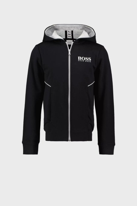 Hugo Boss Pamuklu Fermuarlı Kapüşonlu Çocuk Sweat 25M09/09B BLACK SİYAH - Hugo Boss