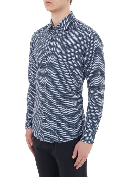 Hugo Boss Regular Fit Düz Yaka % 100 Pamuk Erkek Gömlek 50438904 417 LACİVERT - Hugo Boss (1)