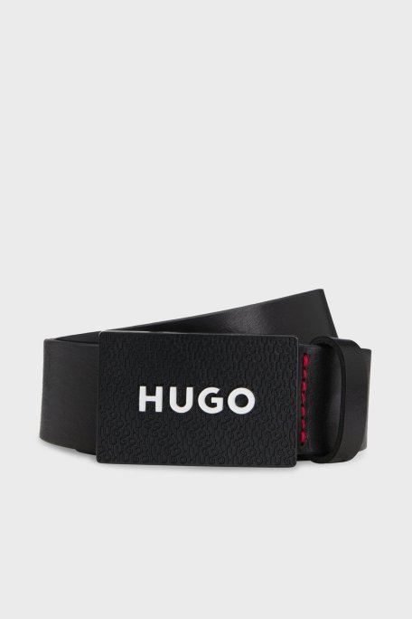 Hugo Deri Logolu Erkek Kemer 50536879 001 SİYAH - Hugo